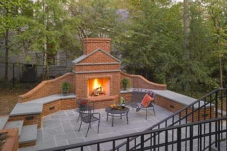 Brick Patio Designs For Fireplaces . . . Brackets And Built-Ins!