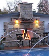 outdoor stone fireplace