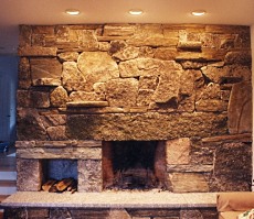 stone or rock fireplace