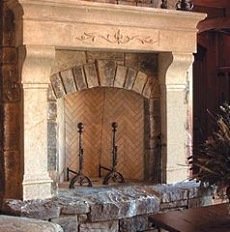 faux stone fireplace